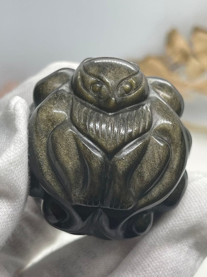 MH様10【1855】九尾彫りスフィア ゴールデンオブシディアン