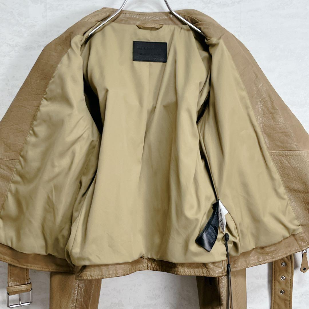 未使用『オールセインツ』ダブルライダース レザージャケット 牛革 キャメル UK