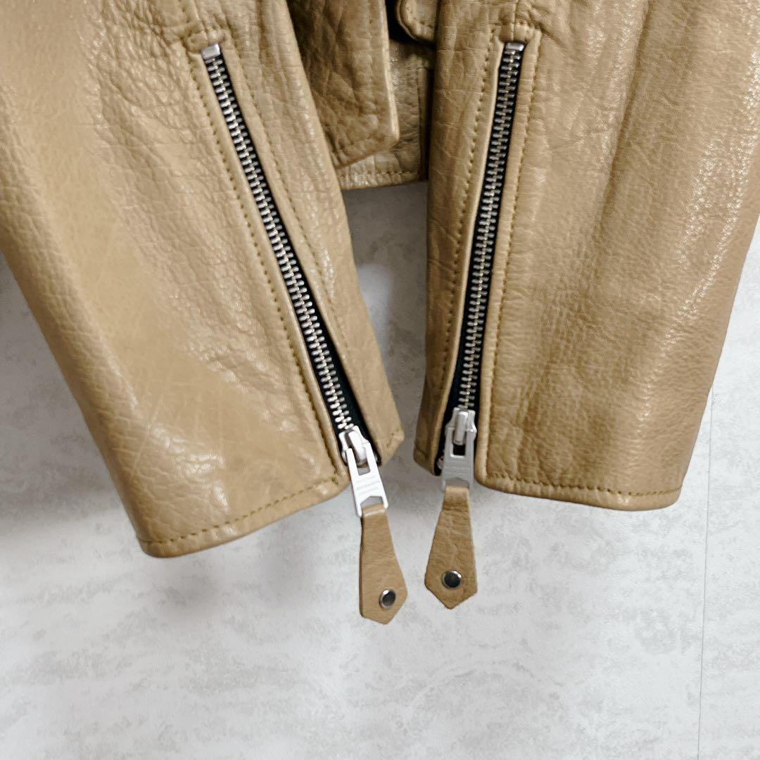 未使用『オールセインツ』ダブルライダース レザージャケット 牛革 キャメル UK