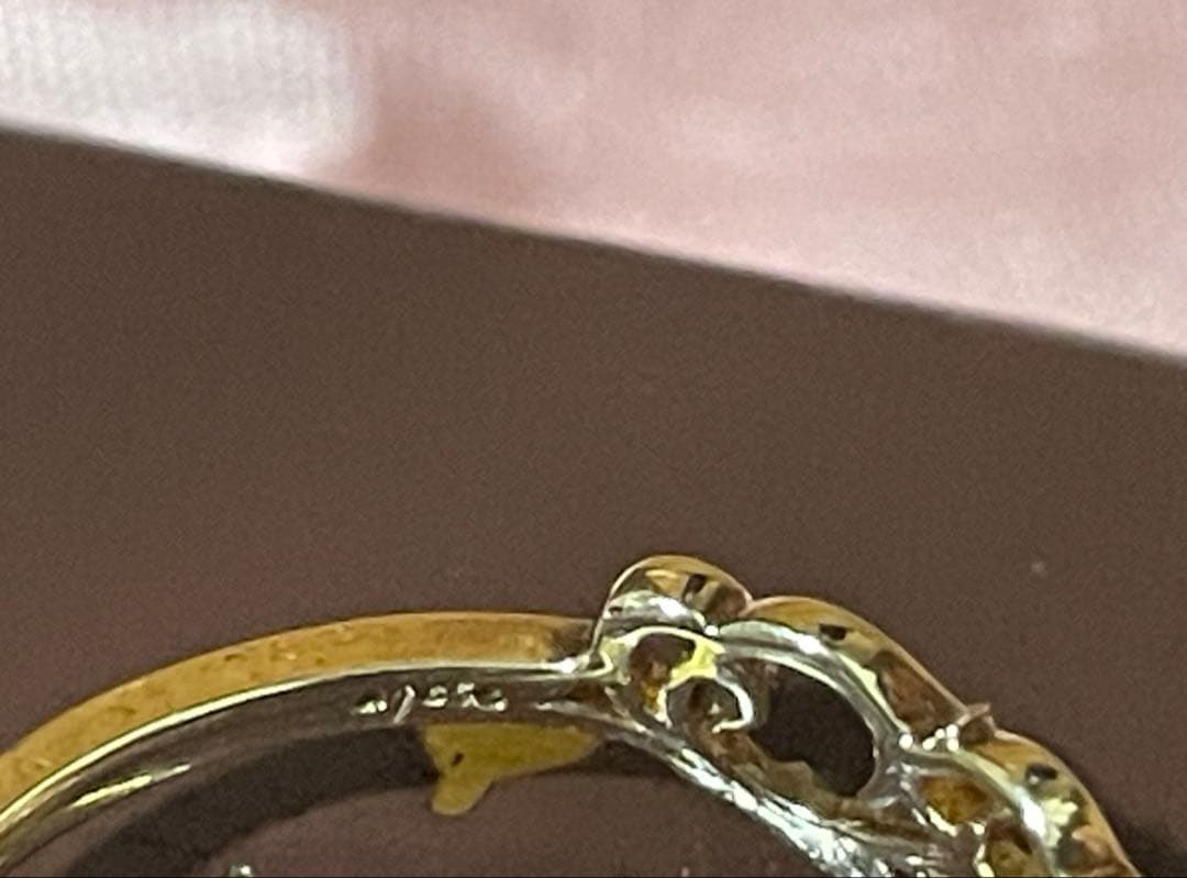 agete K10 オリーブ柄　透かし柄リング　11号