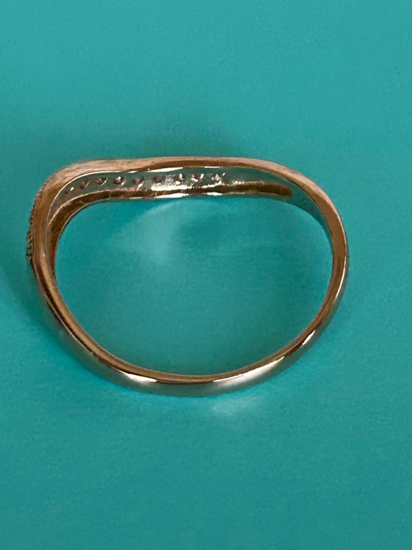 18金 K18PG ダイヤ0.2ct付き カーブリング 2.27g 15号