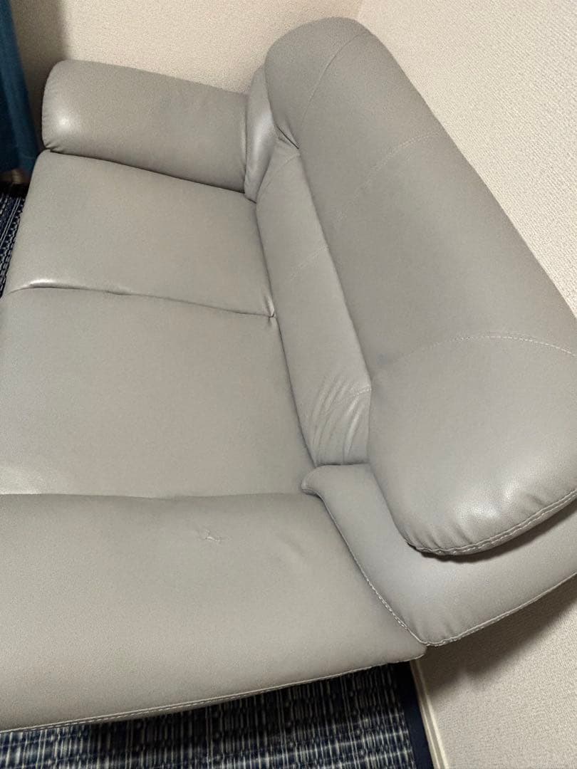 ソファ 2人掛け グレー 合皮 レザー 布製 二人掛け ローソファ Gino