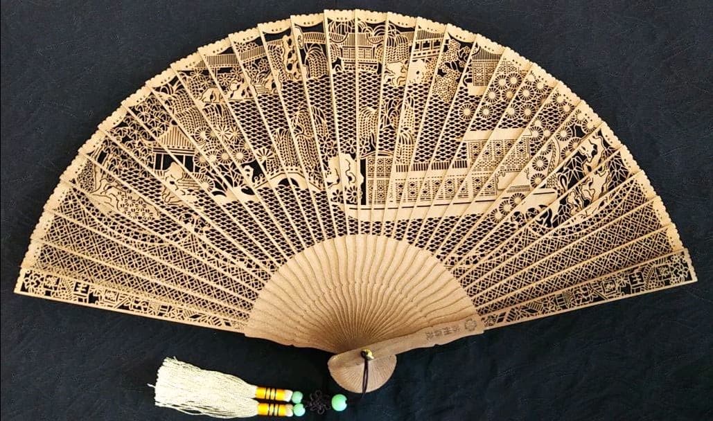 インテリア 美術品 工芸品 芸術品 置物 飾り 檀香 扇子 扇 うちわ