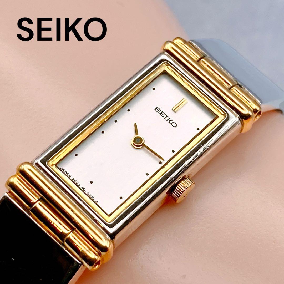 【稼動品】SEIKO バングルウォッチ レディース腕時計 スクエア　シルバー