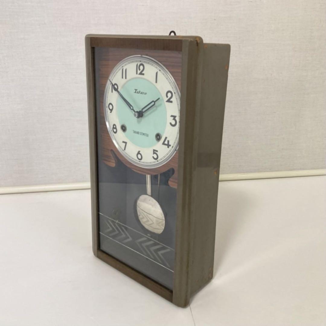 高野精密 振り子時計 柱時計 掛け時計 ゼンマイ式 木製 レトロ 稼働品