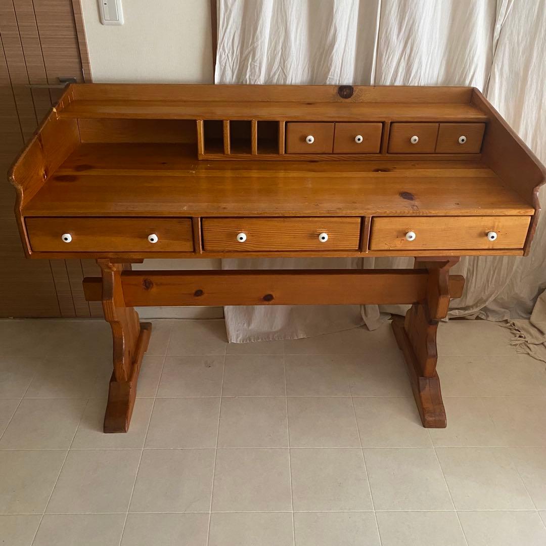 北欧　カントリー　アンティーク　デスク　机　作業台　フレンチカントリー　パイン材