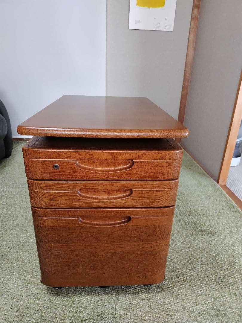 国産 浜本工芸 学習デスク昇降式 袖机２セット　 ①デスク本体