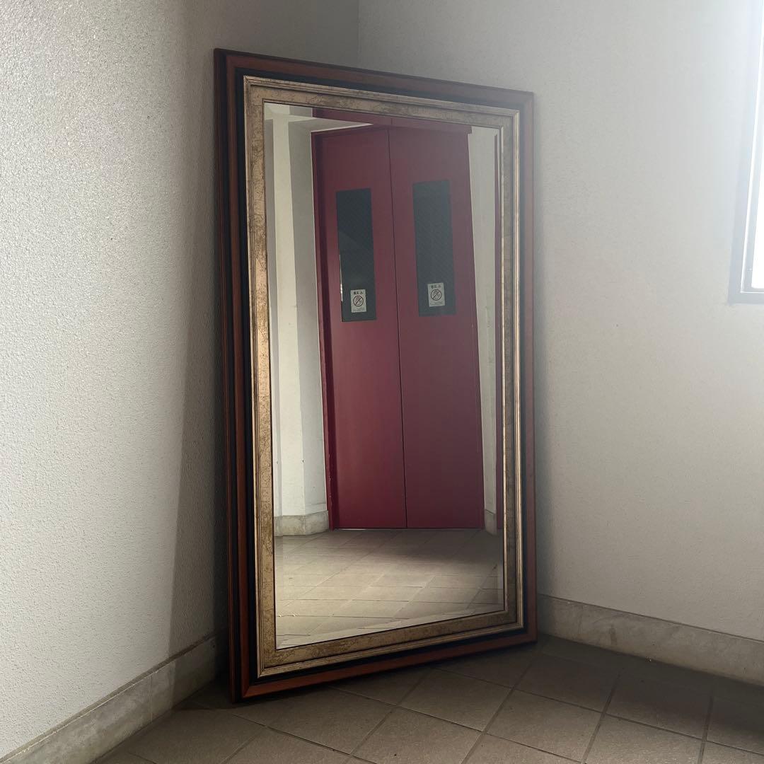 イタリア製　アンティーク　壁掛けウォームミラー　姿見　大型鏡