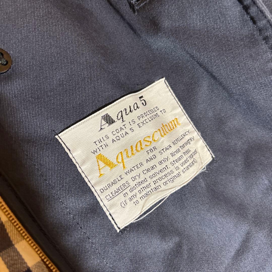【美品】80s アクアスキュータム トレンチコート vintage 古着　紺