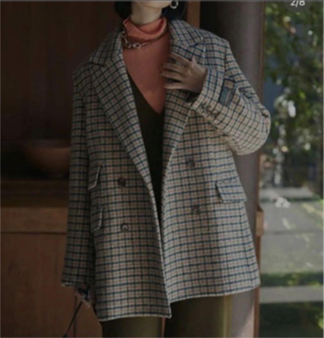 Ameri　CHECK ECO WOOL BIG JACKET