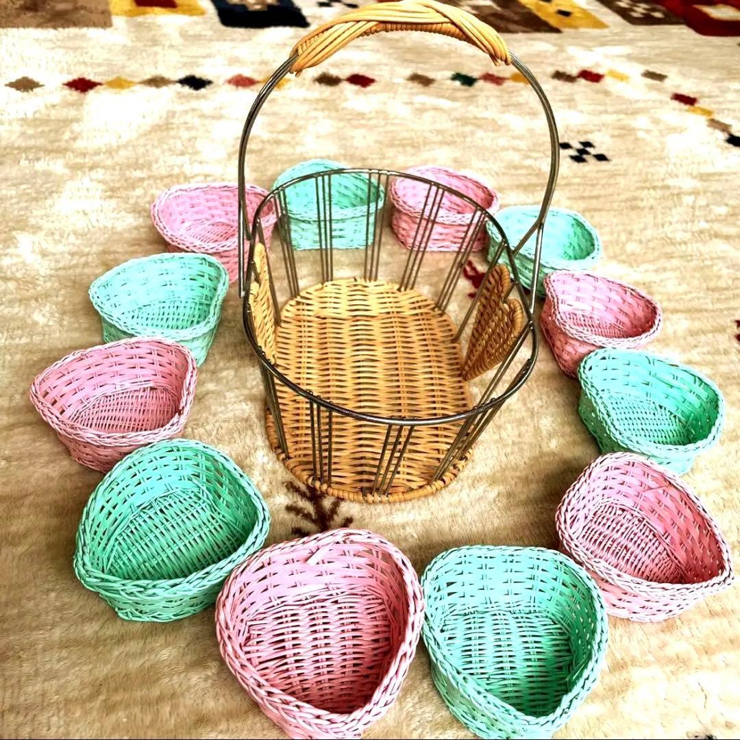 幸せ ハート ワイヤー バスケット 2カラー ミニハート型 バスケット 計13個