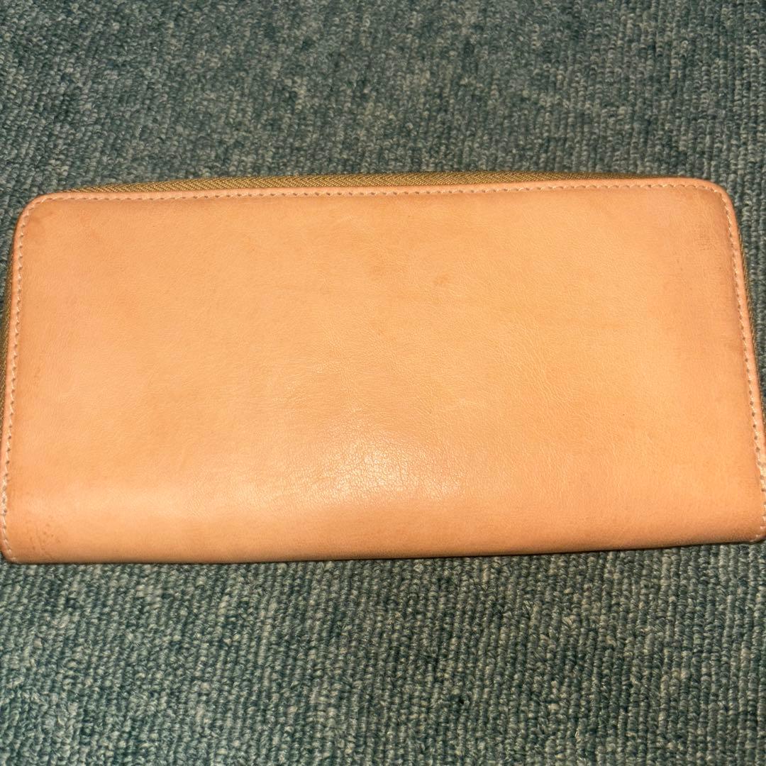 イルビゾンテ　レザー製二つ折り財布 ベージュと赤