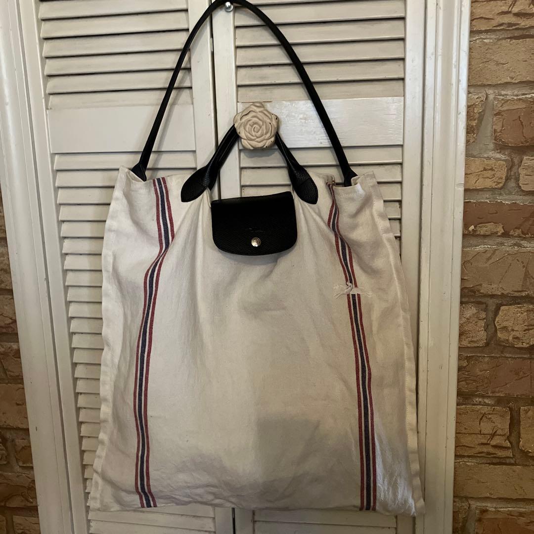 ストライプトートバッグ ホワイト