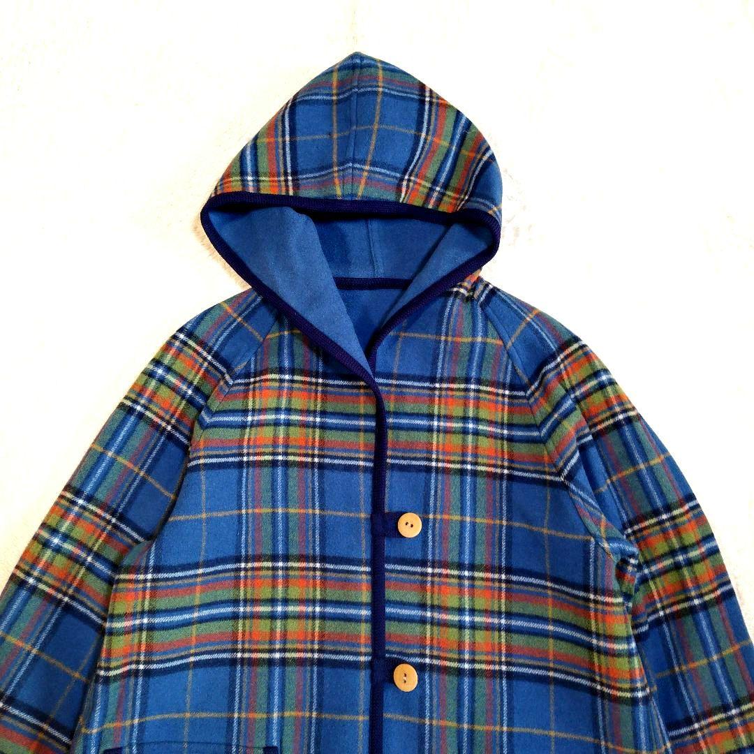 YORKLAND リバーシブル チェック フーデットコート ラグランスリーブ