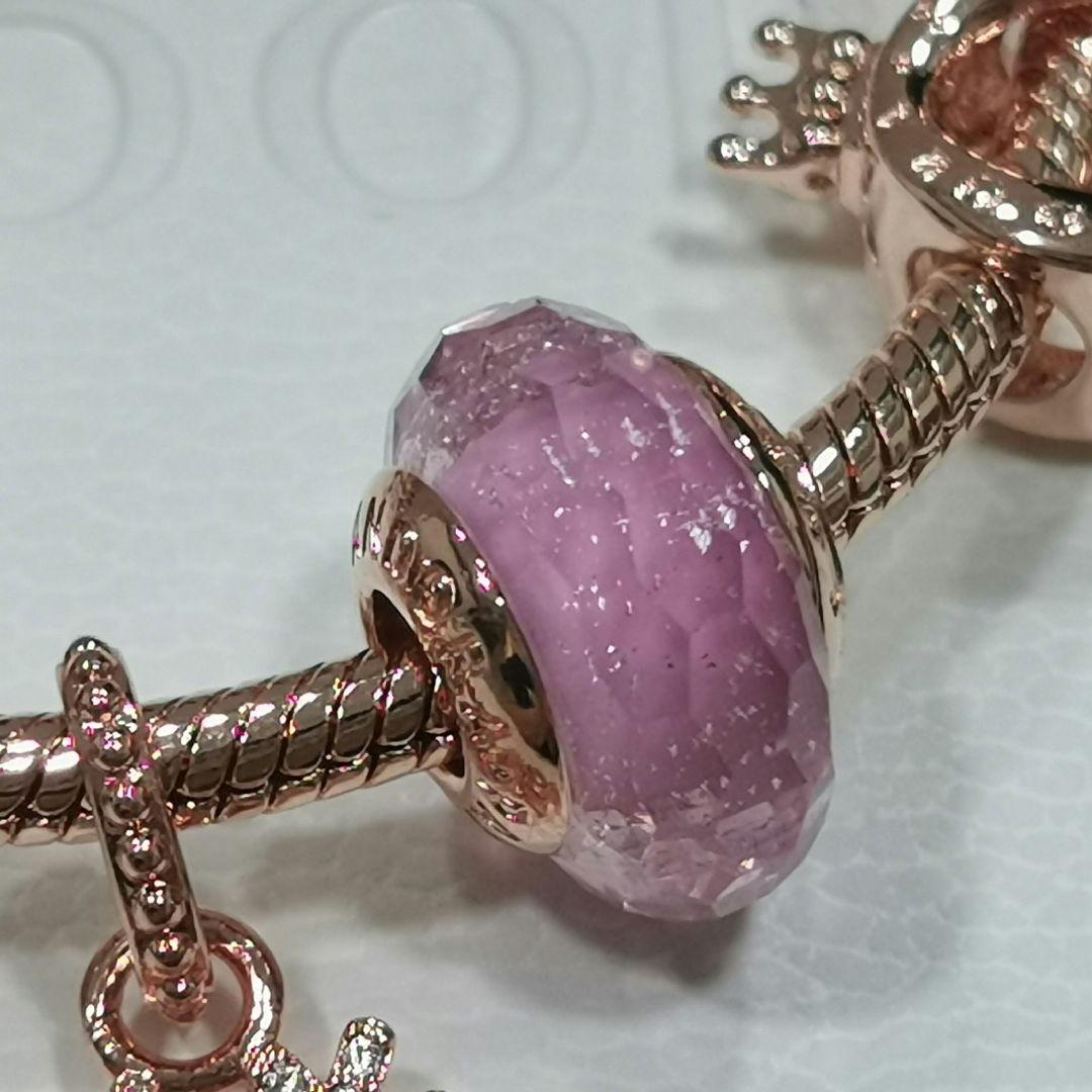 PANDORA ローズゴールド ビーズブレスレット スノーフレークチャーム付き