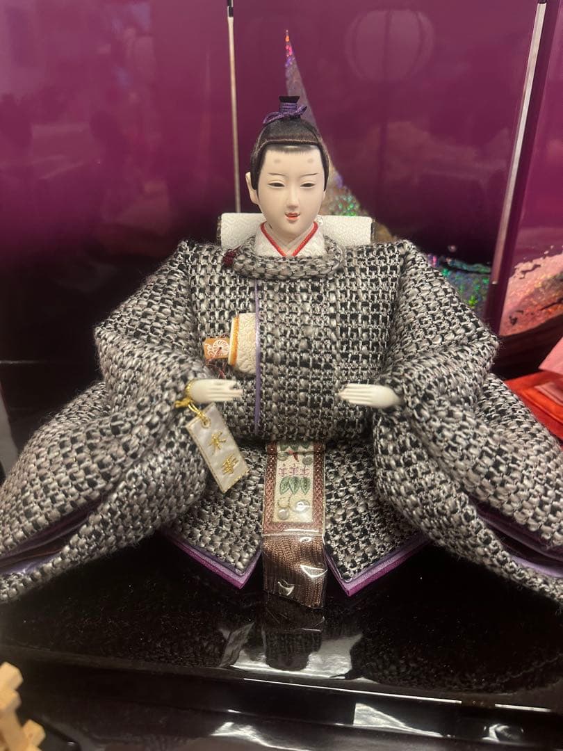 新品未使用 展示品 親王飾り 雛人形セット 月モチーフ屏風 行灯付き