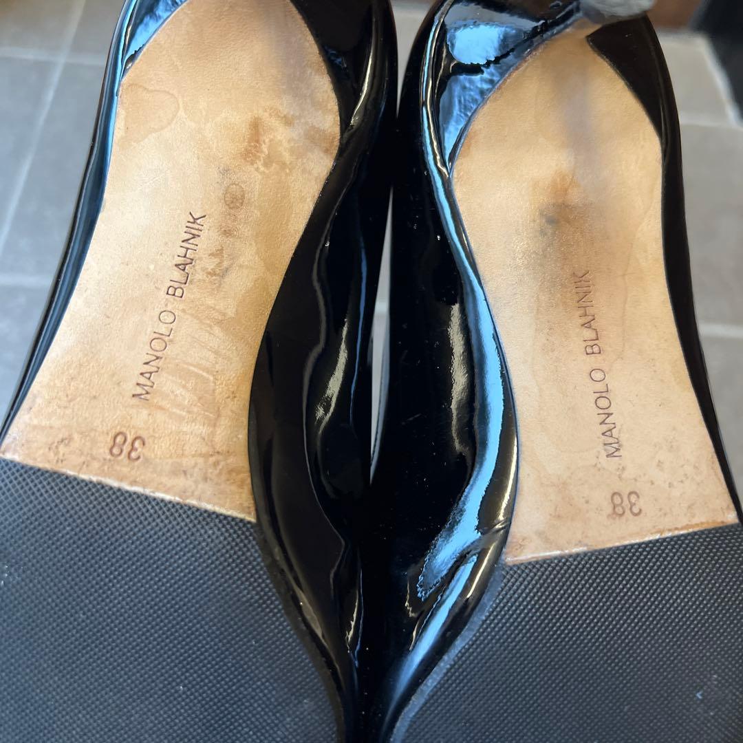 MANOLO BLAHNIK マノロブラニク エナメルパンプス 38 24 黒