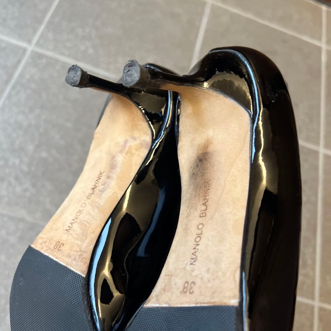 MANOLO BLAHNIK マノロブラニク エナメルパンプス 38 24 黒