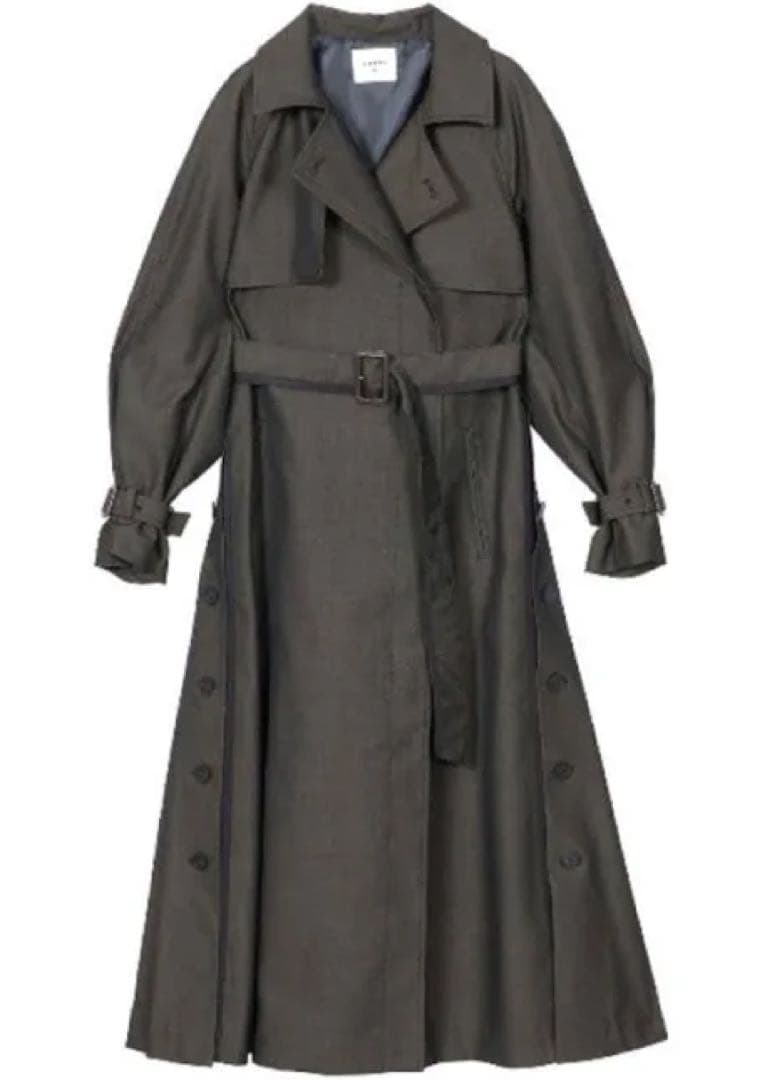 AMERI アメリ　MINIMAL FLARE LONG TRENCH COAT