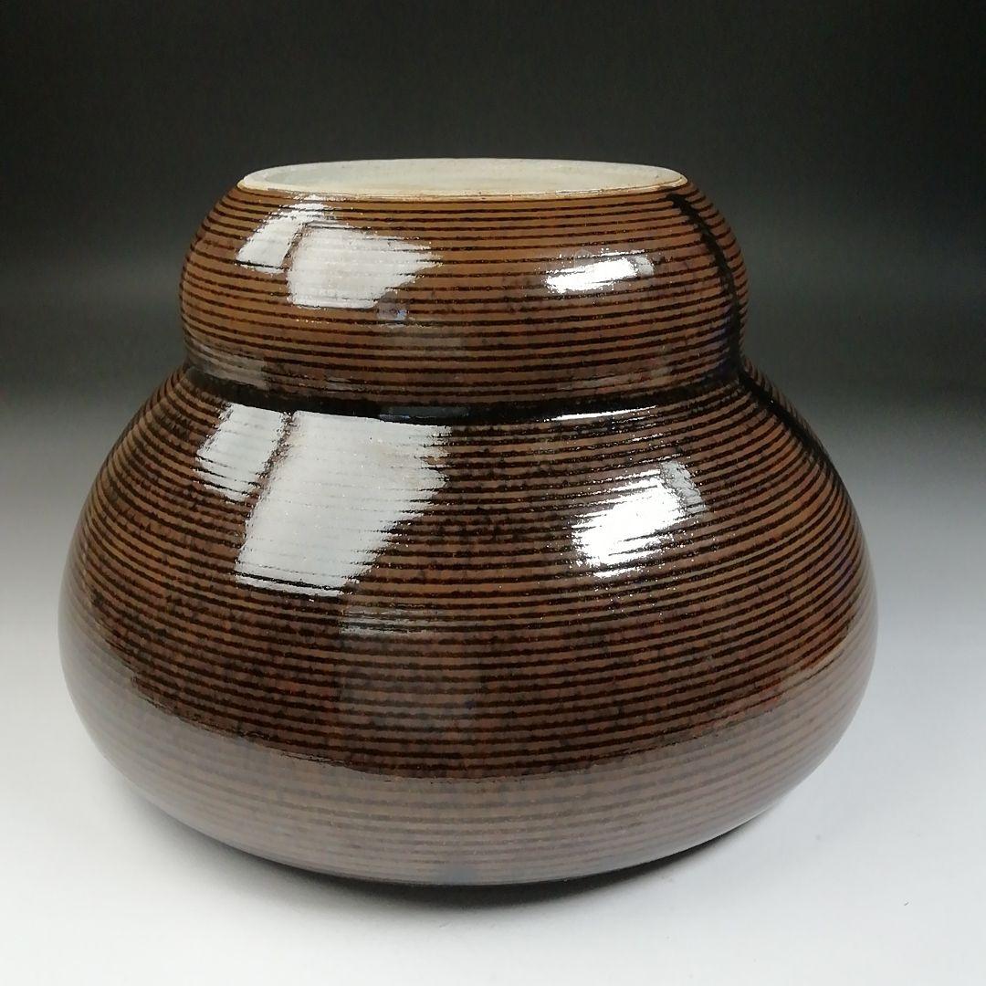 Ｔ６８０　水指　『膳所焼』『箪瓢水指』『淡海ぜぜ 陽炎園 造』　共箱　茶道具