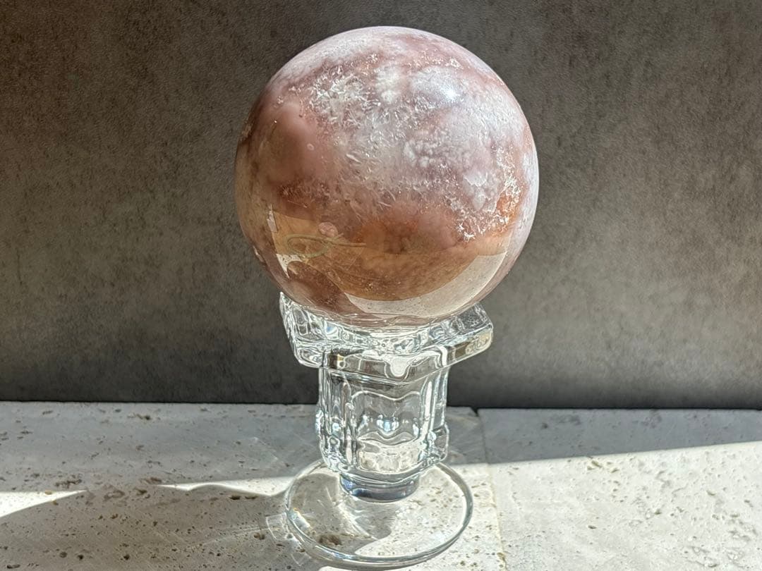 《高品質＊虹入りピンクアメジスト＆桜瑪瑙スフィア》