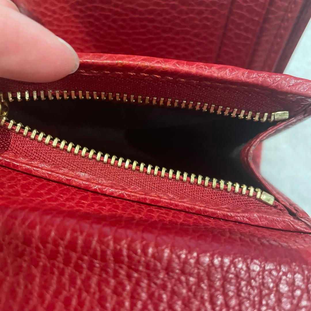 GUCCI グッチ 三つ折り コンパクトウォレット マーモント GGロゴ レッド