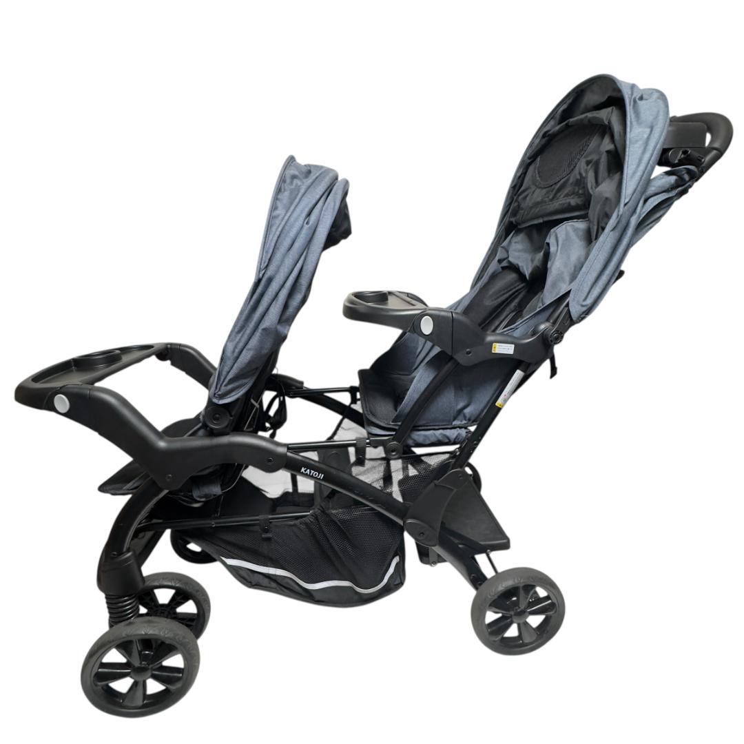 美品　KATOJI カトージ 2人でゴーDX 2人乗りベビーカー レインカバー付