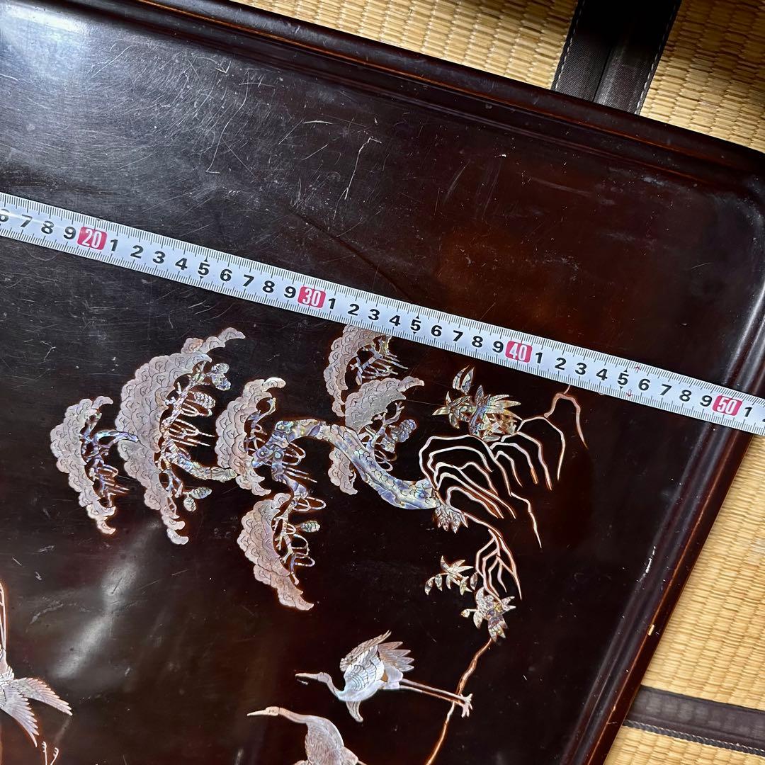 骨董 木造螺鈿テーブル 希少 折りたたみ　送料無料　レトロ　蔵出