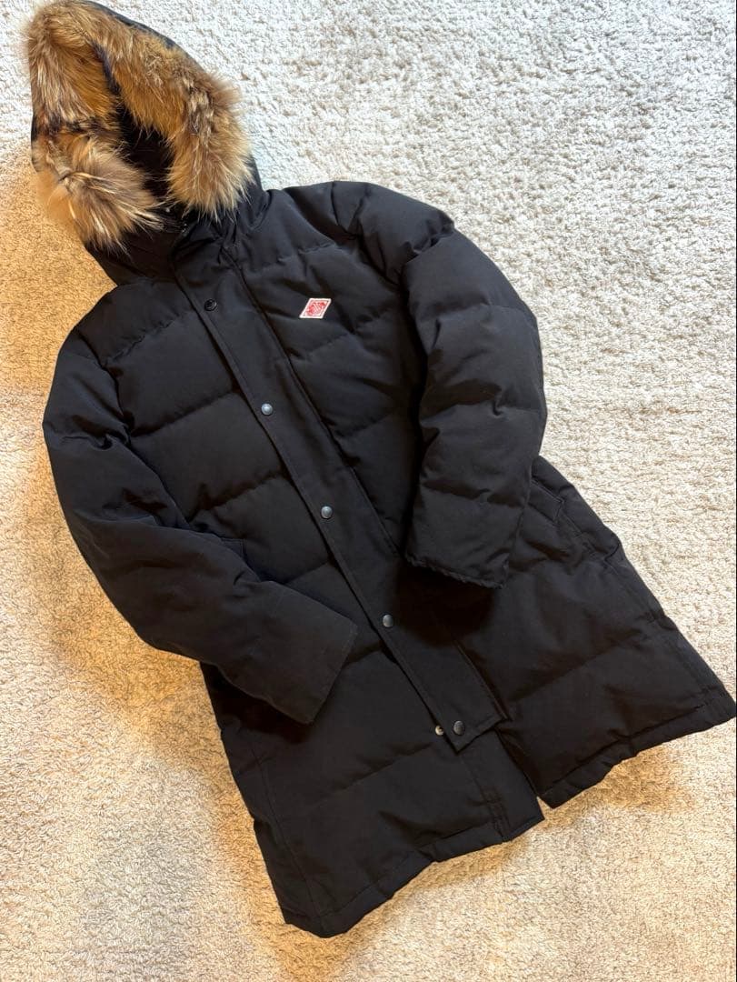 DANTON（ダントン）フードファー付きロングダウンジャケット36ブラック