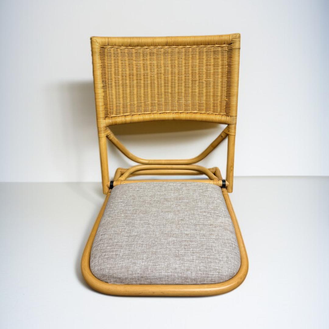 2脚セット【新品】折りたたみ座椅子 ラタン クッション付 籐家具　アウトレット