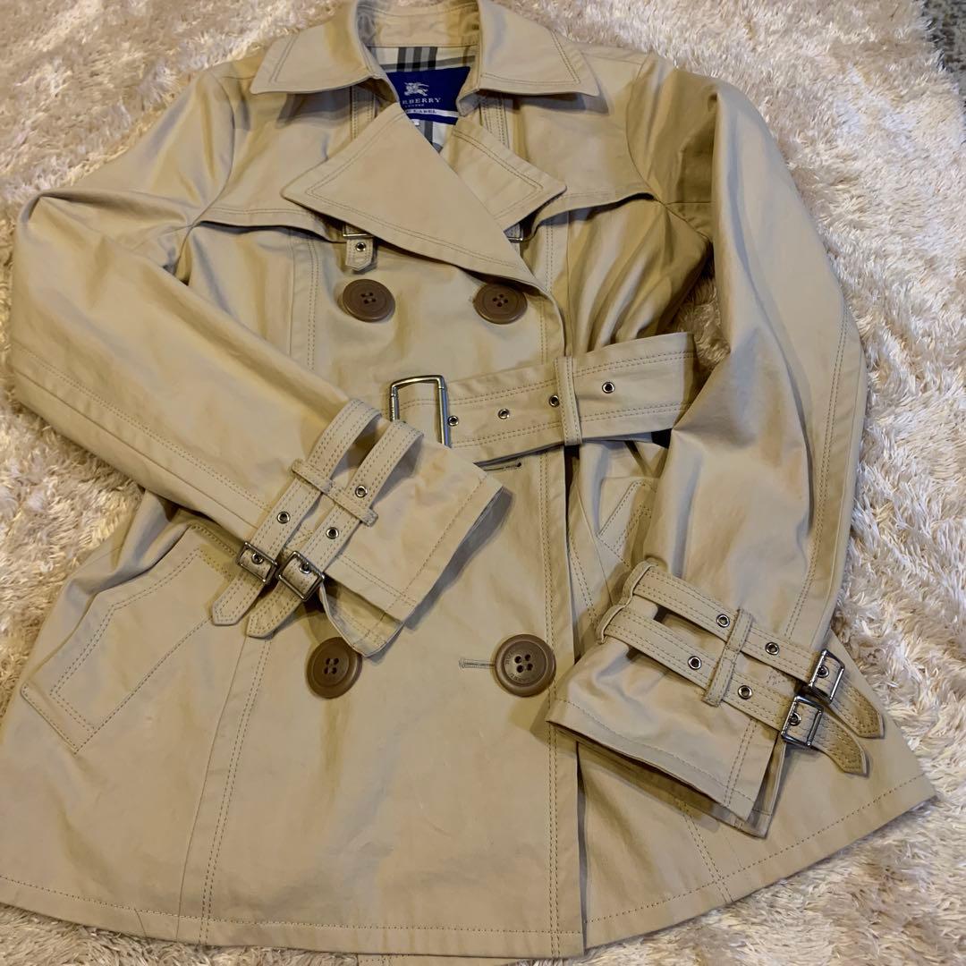☆バーバリーブルーレーベル トレンチコートノバチェック ミドル丈 ショート38