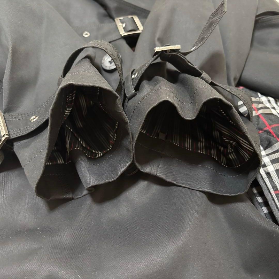 バーバリーブラックレーベル 黒 XL トレンチコート ノバチェック ライナー付