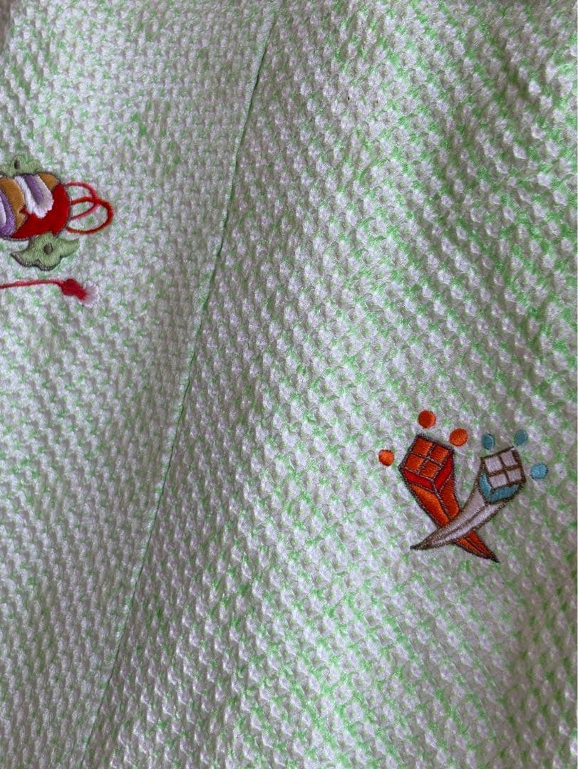 セット　七五三　３歳女の子　比翼仕立きもの　しぼり被布　オレンジ花柄　7051