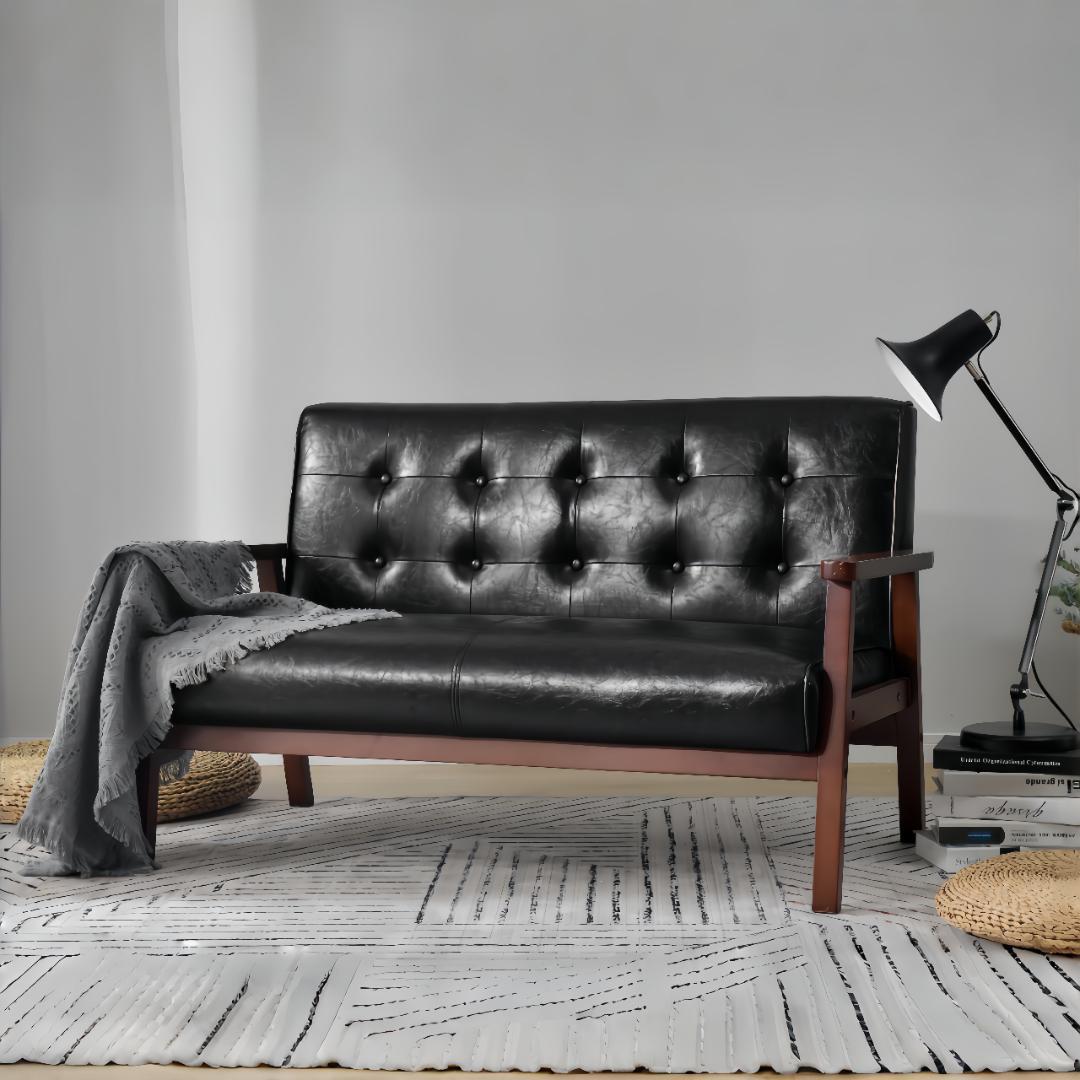 超人気！西海岸風2人掛けソファ ブラック 黒 北欧モダン　ソファ　BLACK