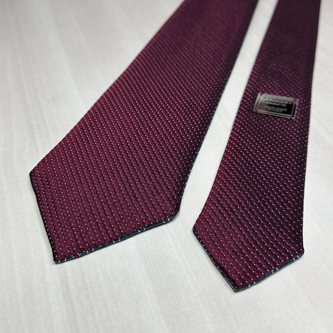 極美品☆希少☆ブルガリ☆ネクタイ☆箱付☆リバーシブル☆ワインレッド☆546