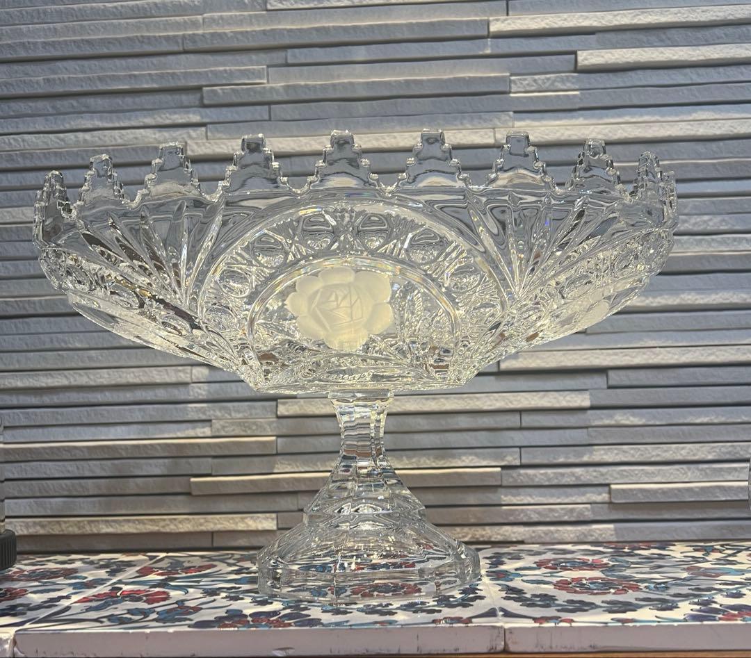 果物がよりおいしそう　ドイツ製　アンティーク　クリスタルガラス製コンポート