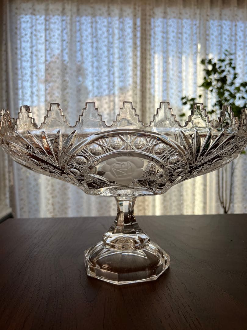 果物がよりおいしそう　ドイツ製　アンティーク　クリスタルガラス製コンポート