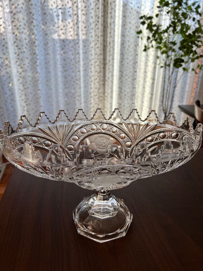 果物がよりおいしそう　ドイツ製　アンティーク　クリスタルガラス製コンポート