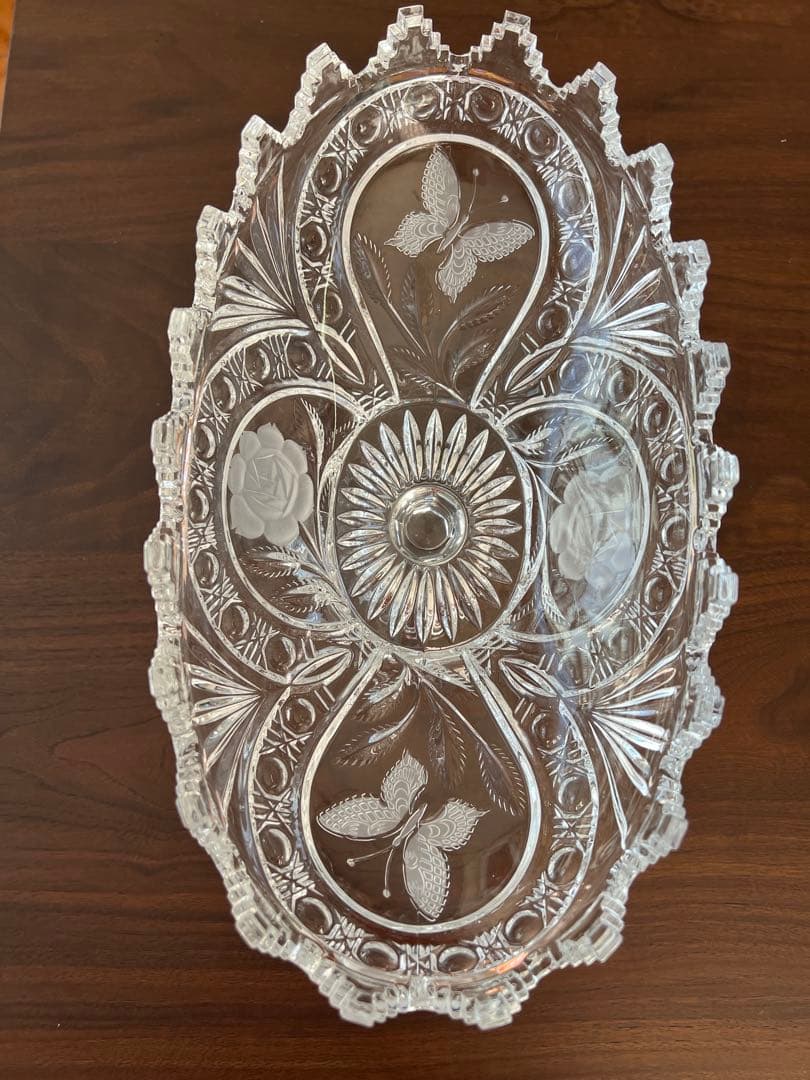 果物がよりおいしそう　ドイツ製　アンティーク　クリスタルガラス製コンポート