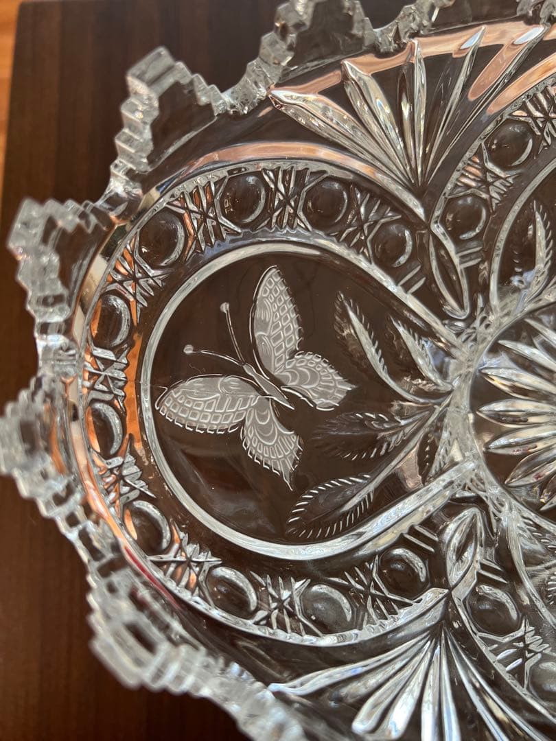 果物がよりおいしそう　ドイツ製　アンティーク　クリスタルガラス製コンポート