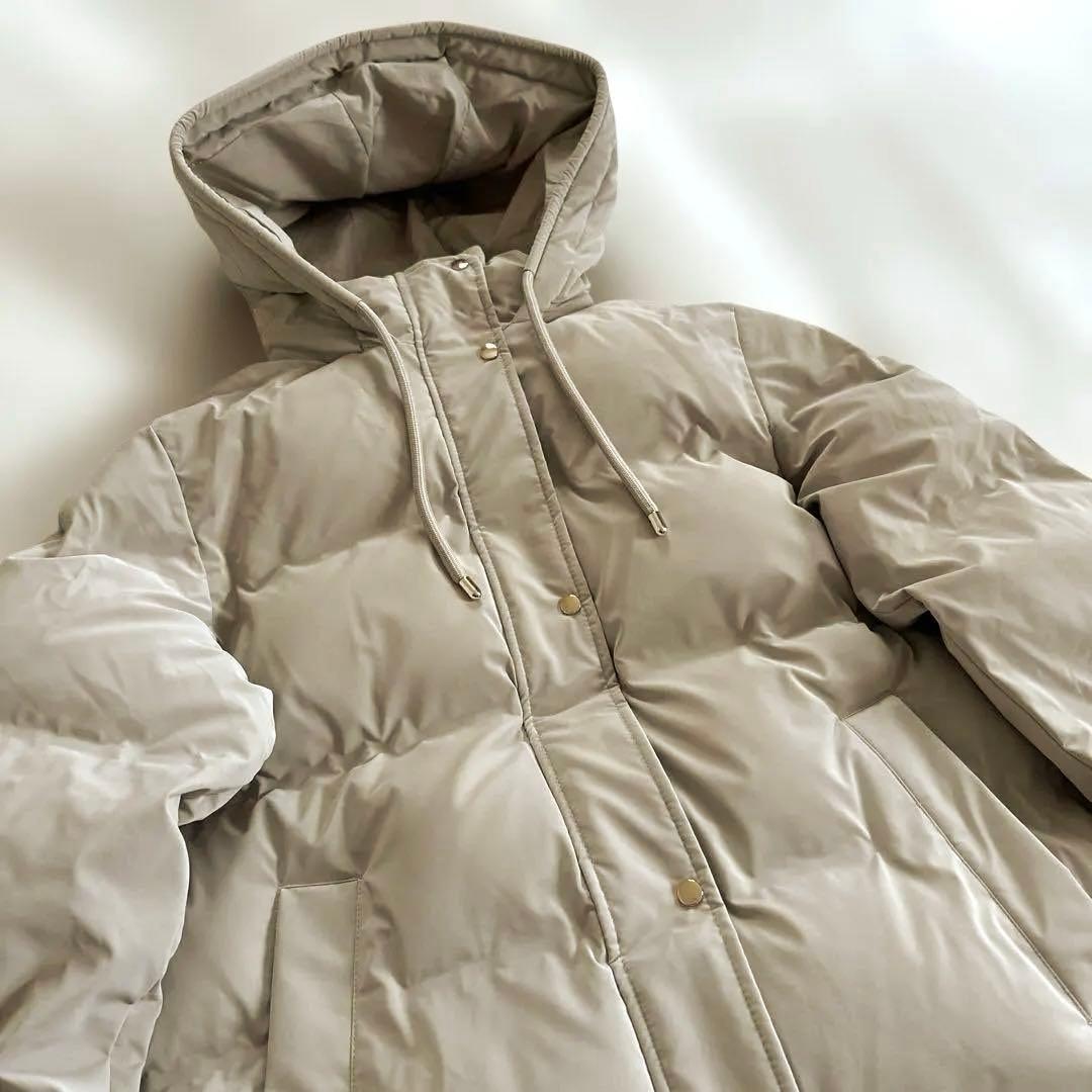 ZARA セミロング丈ラバー加工ウィンド ブレーカーアノラック　L