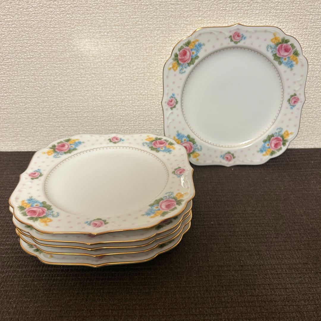 大倉陶園　金彩薔薇　スクエアプレート　デザートプレート