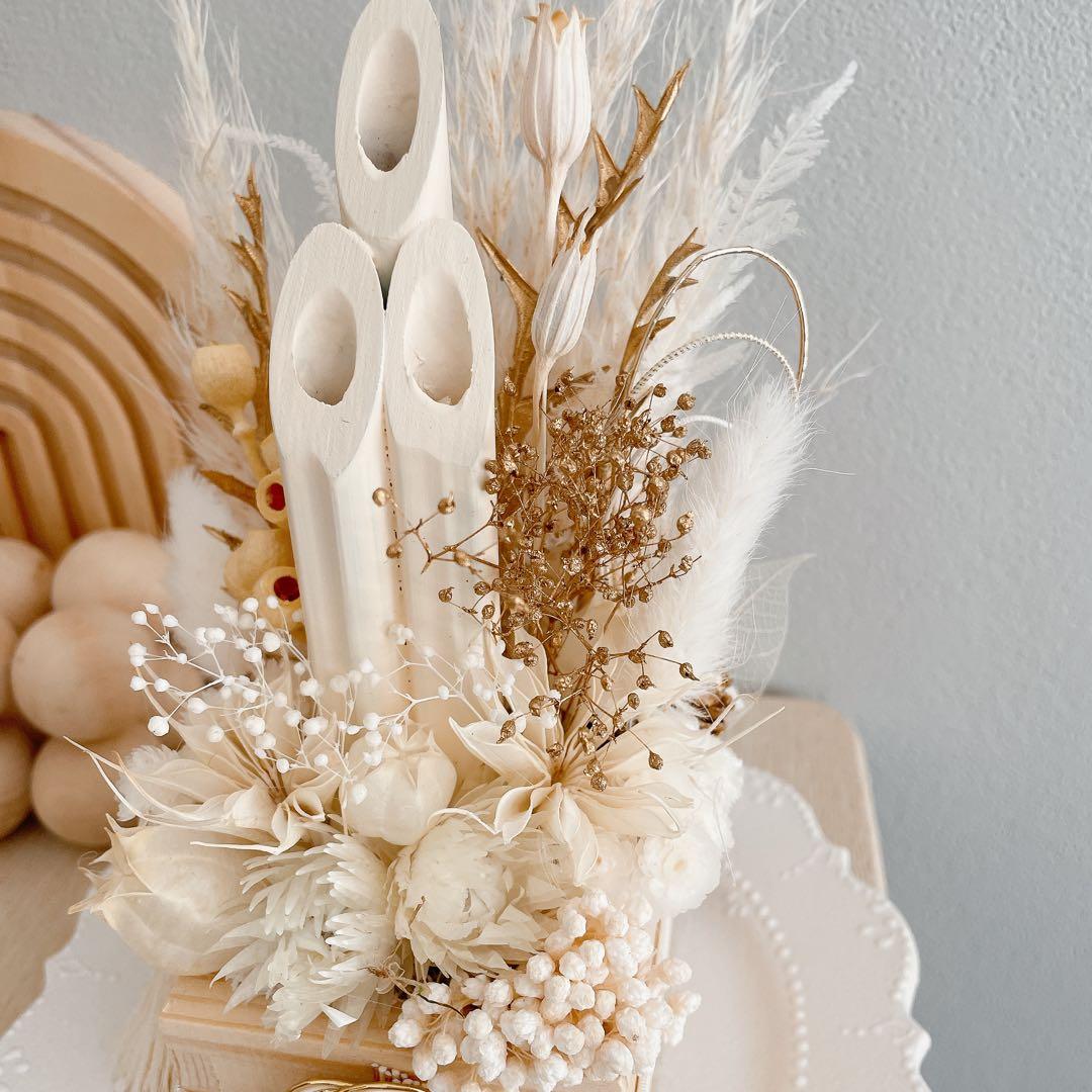 ニュアンスホワイト門松　サイズS 2個セットお得　くすみ好き門松　淡色門松