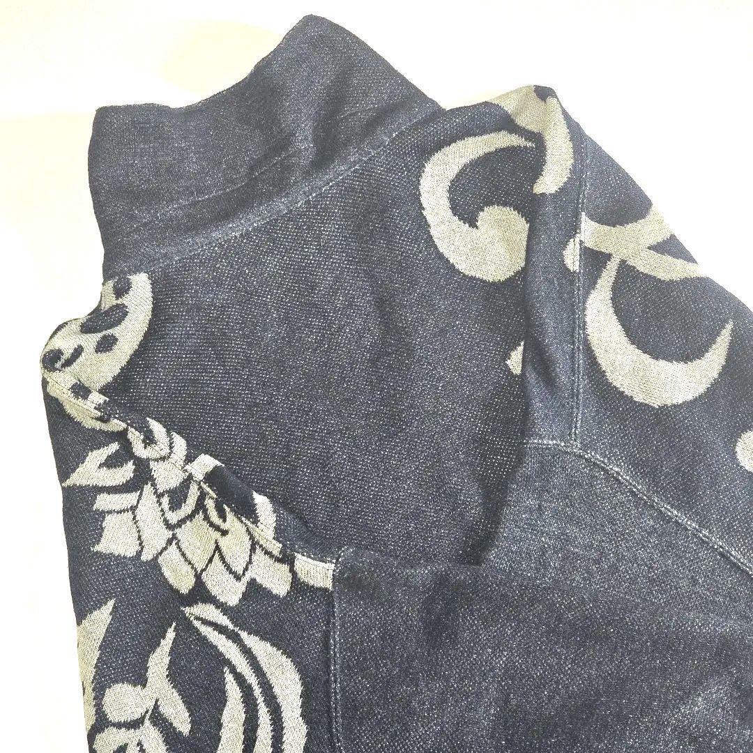 【未使用】45R ジャガードニット　インディゴ　リネン 100%