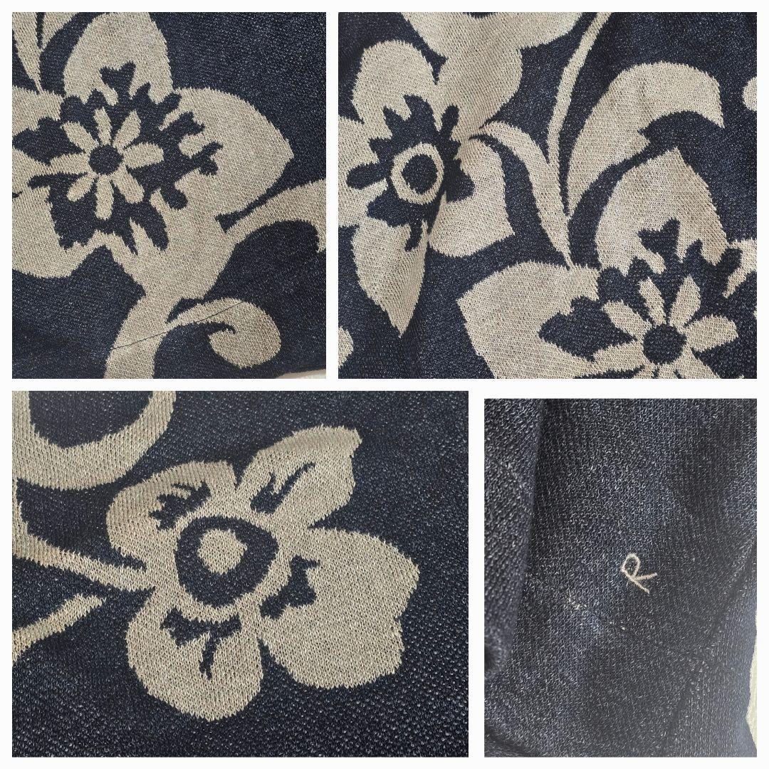 【未使用】45R ジャガードニット　インディゴ　リネン 100%