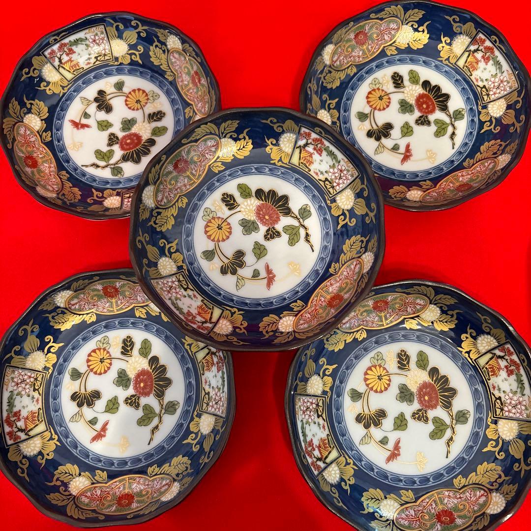 有田焼 仁祥窯 献上古伊万里・八角大皿 大鉢・八角取り皿5枚 計7点セット