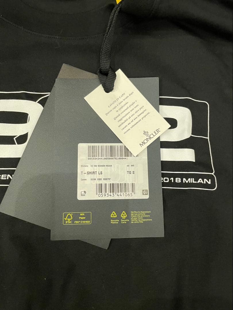 S　モンクレール 1952 ロンT　黒　新品　MONCLER 長袖Tシャツ