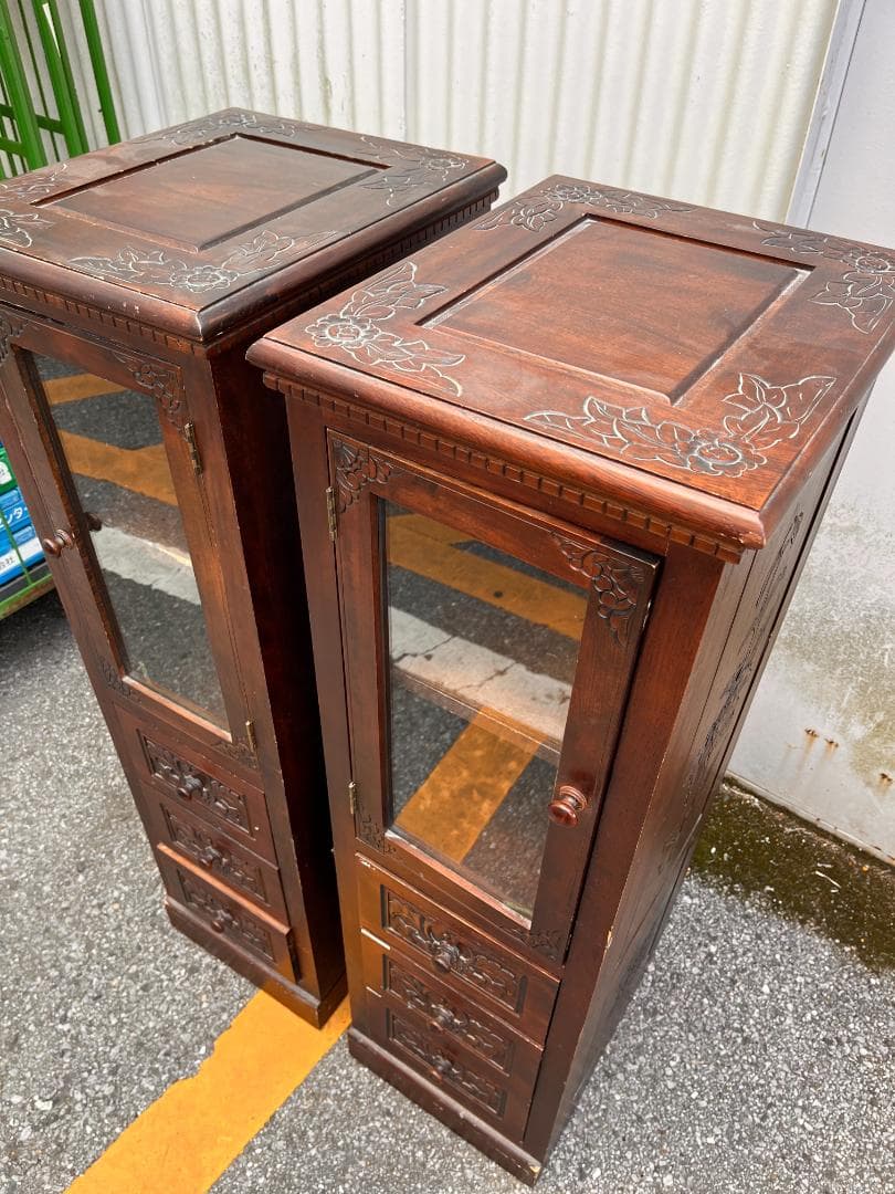 木製キャビネット ダークブラウン 2台セット