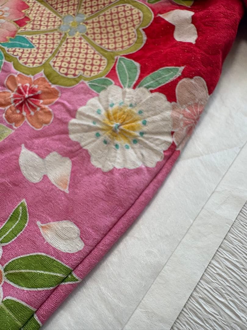 七五三♡【新品】正絹 赤 王道 着物 四つ身 七歳