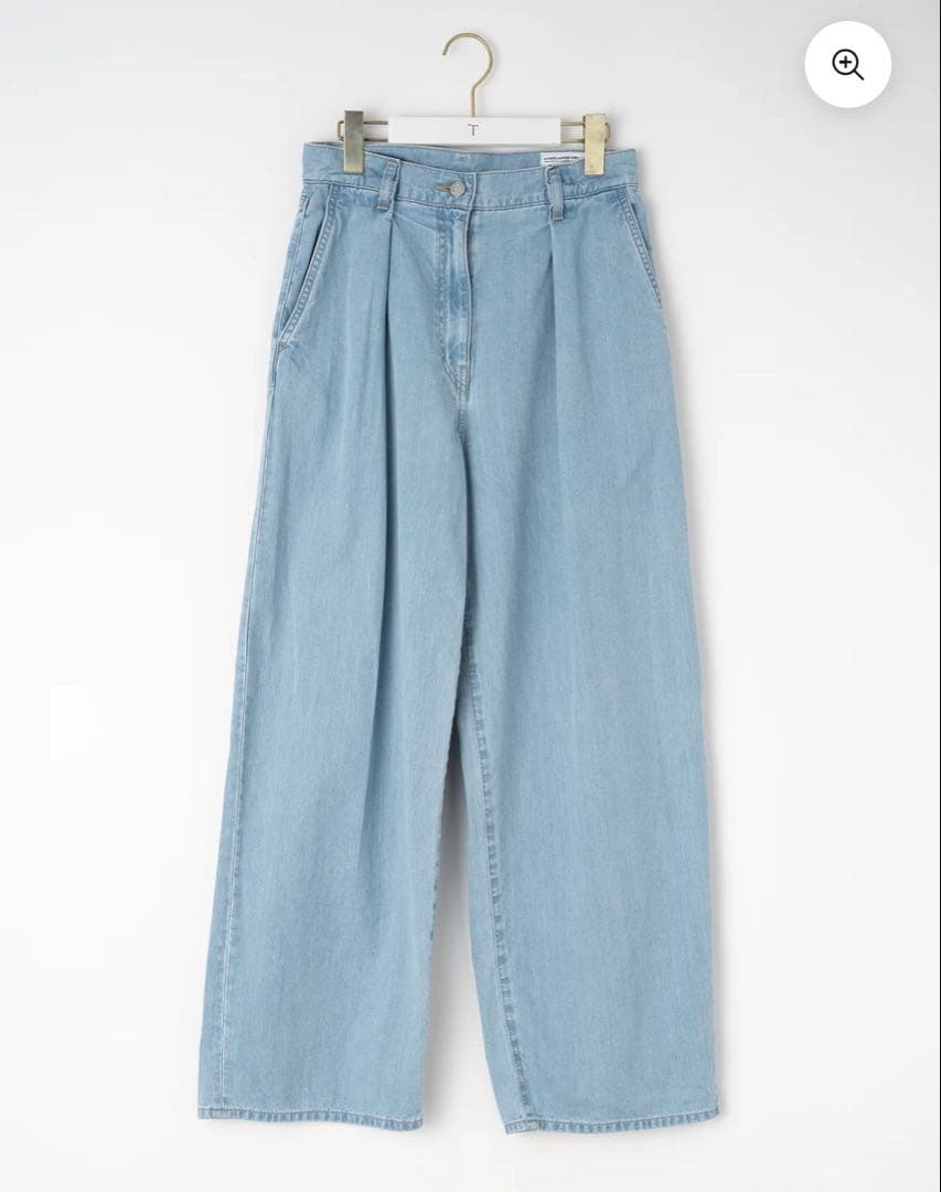 TICCA ライトデニムタックワイドパンツ　ライトブルー　size①